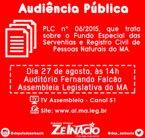 Deputado Zé Inácio (PT) é autor do  Projeto de Lei Complementar nº 006/2015.
